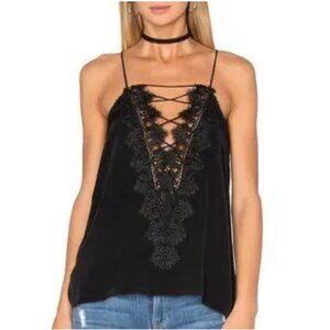 Cami NYC The Charlie Y2K Grey Silk Lace Tank Top Revolve Size S Fairy Whimsygoth